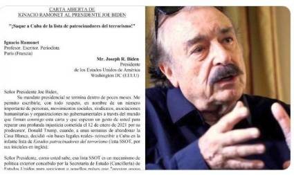 Carta abierta de Ignacio Ramonet al presidente de Estados Unidos Joseph R. Biden