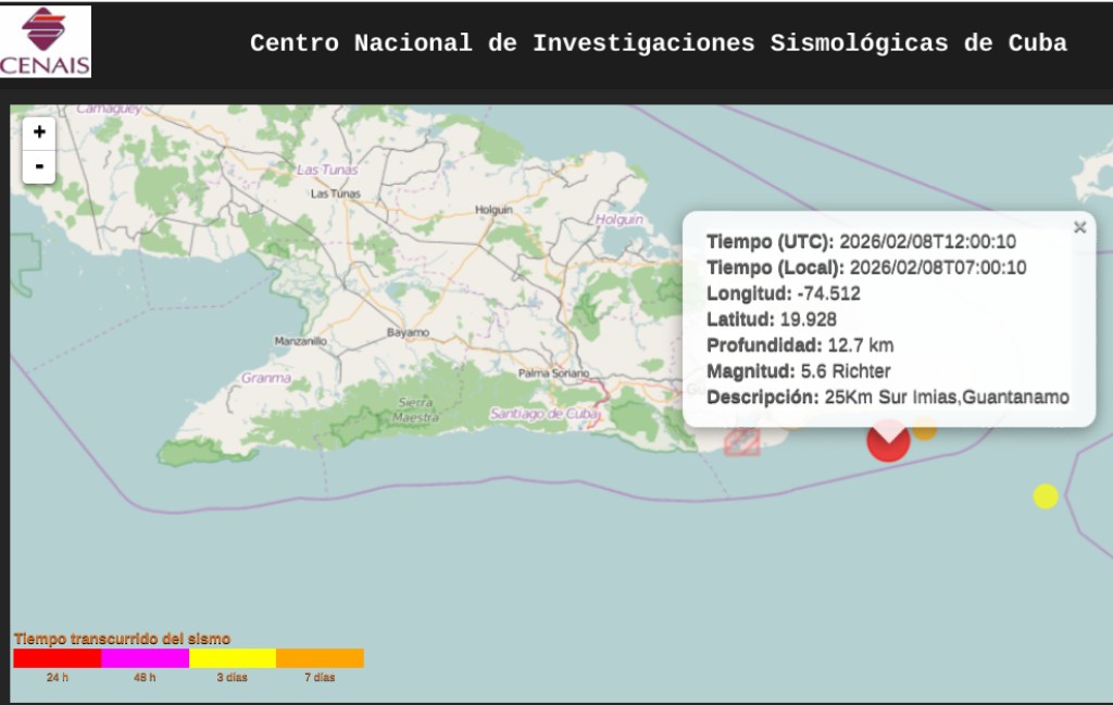 Registran sismo en el extremo suroriental de Cuba